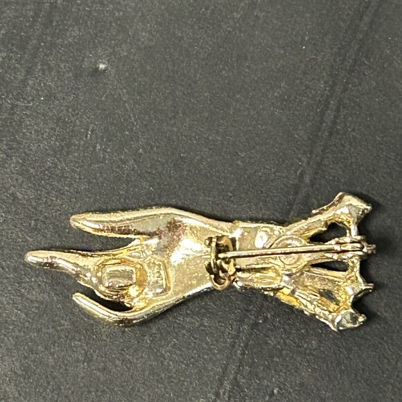 Vintage Coro Hand Brooch Rhinestone Cuff - Picture 2 of 4
